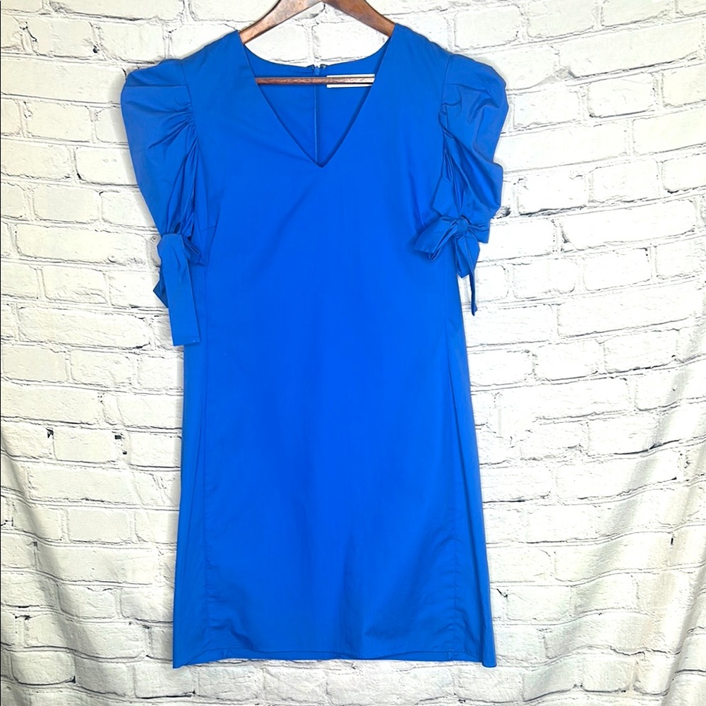 Amanda Uprichard Vibrant Blue Puff Sleeve Dress Size Medium